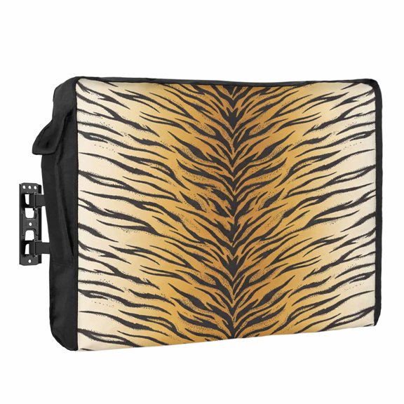 Tiger Stripes Waterproof Outdoor TV Cover, Modern Themed Tropical Animals Texture Outside Weatherproof TV Enclosures for 40 to 43 Inch LCD Television Shield Flat Screen Protectors