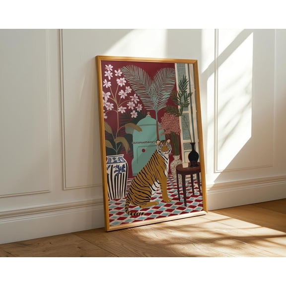 Tiger Sunroom Art Tropical Maximalist Wall Decor, Unframed Paper Print