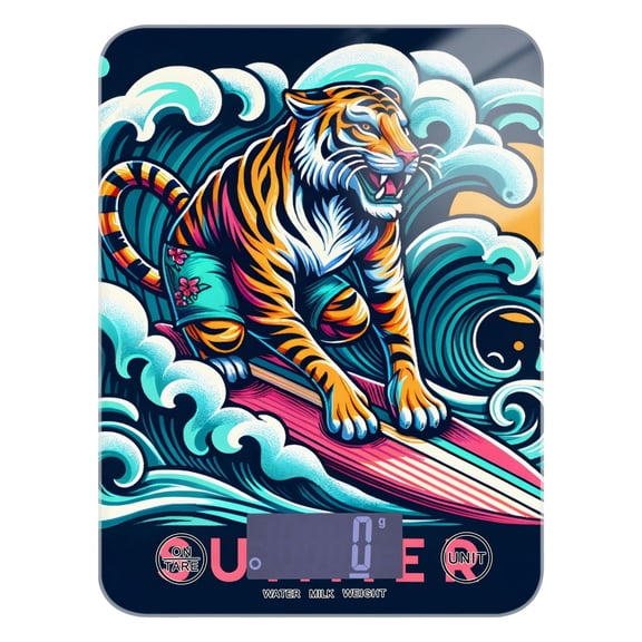 Tiger Surf Summer Food Scale Digital Kitchen Scale Waterproof Tempered Glass Tare Function 11 lb for Baking Cooking Meal Prep
