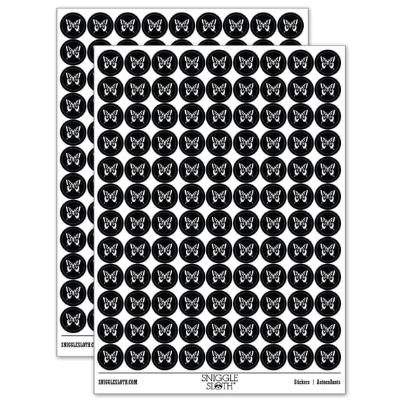 Tiger Swallowtail Butterfly Insect Bug 200+ Round Stickers - Black - Matte Finish - 0.50" Size