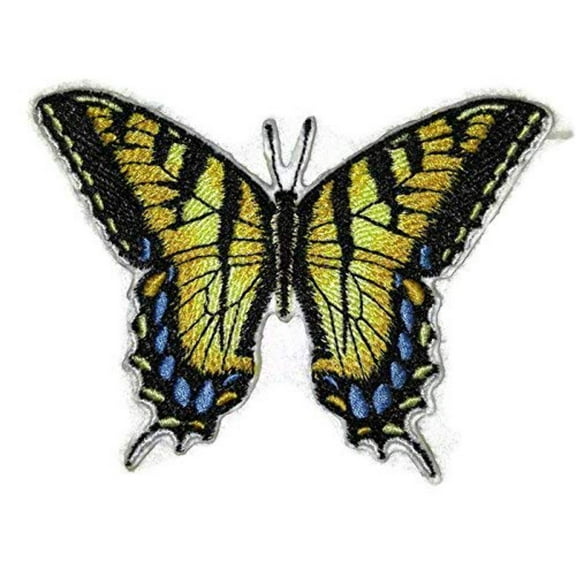 Tiger Swallowtail butterfly Embroidered Iron On/Sew patch [3.9" x2.72"]