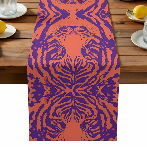 Tiger Table Runner, Abstract Kitchen Table Runners Dress Scarves for Table Decorations Party/Restaurant/Indoor Outdoor Use, 13x36in