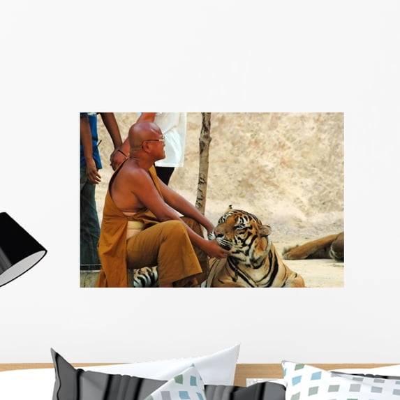 Tiger Temple Kanchanaburi Thailand Wall Mural by Wallmonkeys Peel and Stick Graphic (24 in W x 16 in H) WM118240