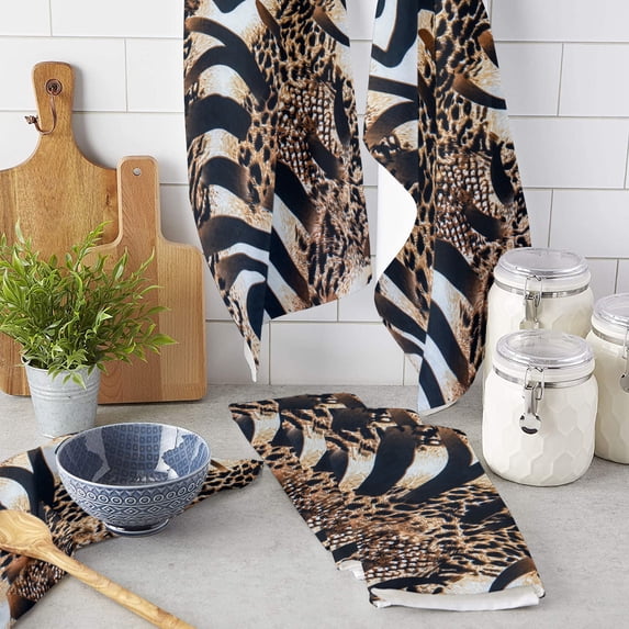 Tiger Texture Microfiber Kitchen Hand Towel Dish Cloth Tableware Household Cleaning Towel Utensils for Kitchen