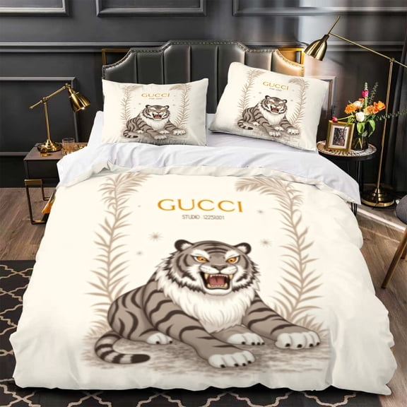Tiger-Themed 3-Piece Duvet Cover Set - Fierce Tiger Design with Bold Modern Bedroom Decor Luxurious Style