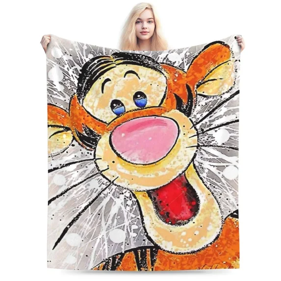 Tiger Throw Blanket – Vibrant Pop Art Style, Expressive Tiger Face ...