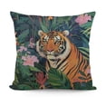 thumbnail image 1 of Tiger Throw Pillow Covers African Safair Animal Pillow Covers Wildlife Nature Cushion Covers for Kids Boys Adult Palm Tree Leaves Decorative Pillow Covers Sofa Bed Couch, 1 of 5