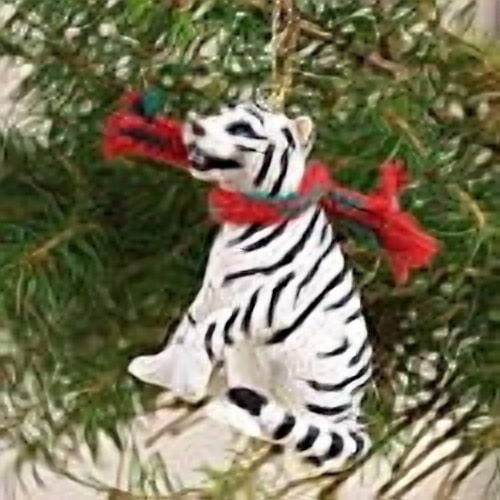 Tiger Tiny Miniature One Christmas Ornament White - DELIGHTFUL!