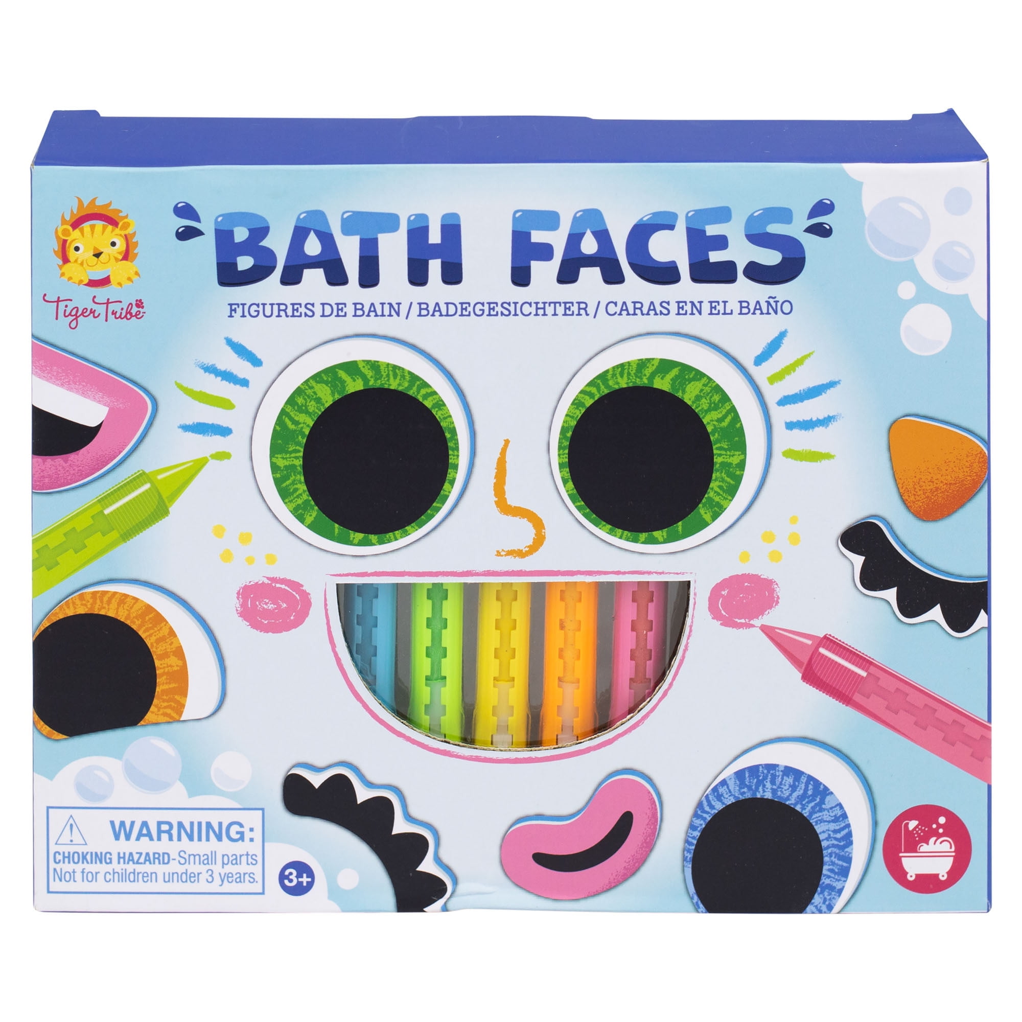 Tiger Tribe Bath Faces Toy for Toddlers - Creative Bathtime Fun with Foam Features and Crayons - Develop Fine Motor Skills and Imaginative Play
