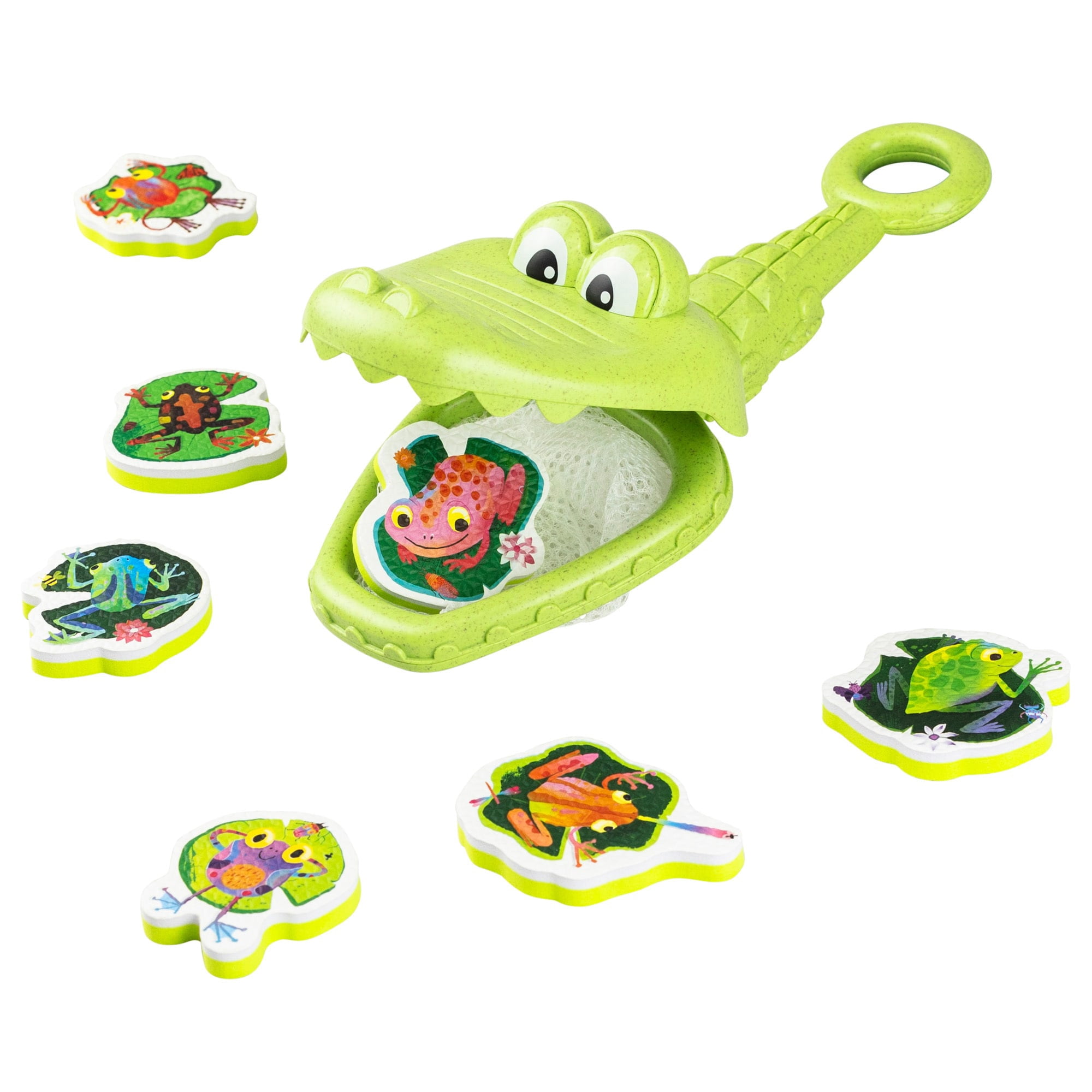 Tiger Tribe Croc Chasey ECO Bio-Plastic Fun Bath Toy for Toddlers - Catch & Scoop Frogs with Snappy Crocodile Mouth - Ages 2+