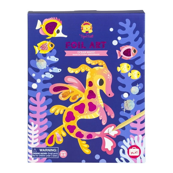 Tiger Tribe Foil Art: Ocean Magic Activity Set for Kids - Includes Foil Sheets, Art Cards - Creative Play Fun for Boys & Girls Ages 5-8, Perfect Rainy Day Gift