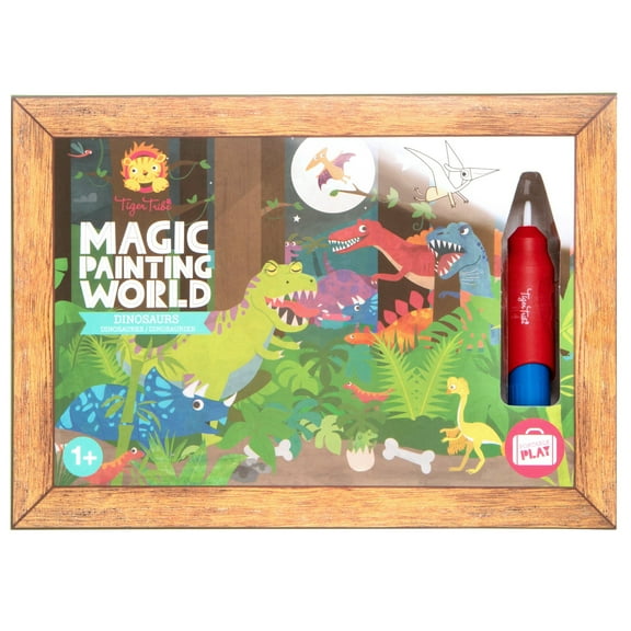 Tiger Tribe: Magic Water Painting World - Dinosaurs - 4 Reusable Cards, Scene Reveal, Mess-Free Water Coloring, Seek & Find Activities, Kids Ages 1+