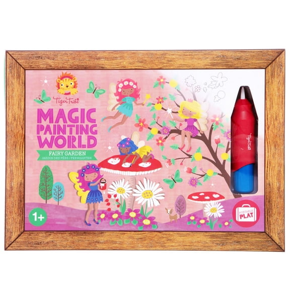 Tiger Tribe: Magic Water Painting World - Fairy Garden - 4 Reusable Cards, Scene Reveal, Mess-Free Water Coloring, Seek & Find Activities, Kids Age 1+
