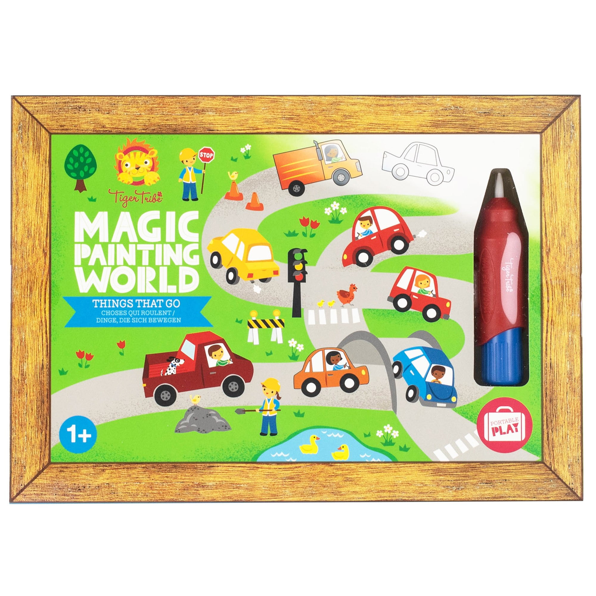 Tiger Tribe: Magic Water Painting World - Things That Go - 4 Reusable Cards, Scene Reveal, Mess-Free Coloring, Seek & Find Activities, Kids Ages 1+