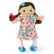 Tiger Tribe Matilda Rag Doll - 10/ 25cm - Brown Hair & Flower Dress, Soft Snuggly Velboa Fabric, Super Cuddly Ideal For Newborn, Babies & Toddlers