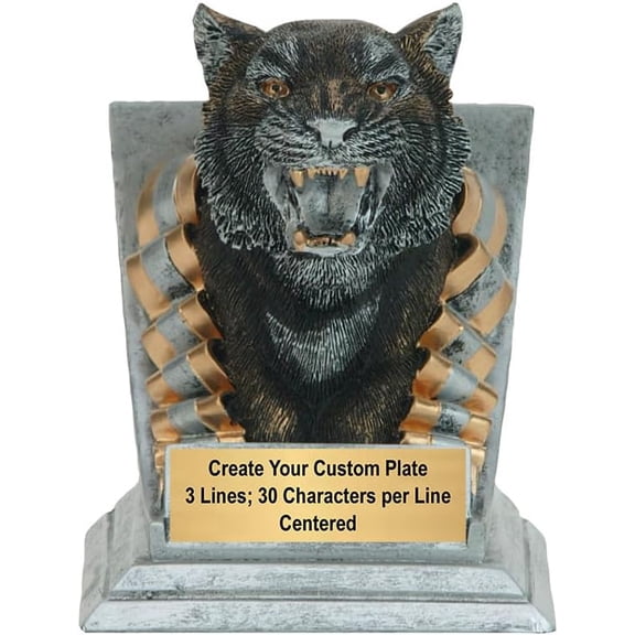 Tiger Trophy - Custom Engraved Mascot Award - Silver Gold Finish - Personalized School Spirit or Competition Award - Customize Now (4 Inch)$$Gift Supply & Awards