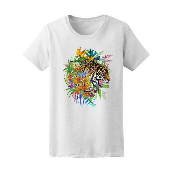 Tiger Tropical Flower Nature T-Shirt Women -Image by Shutterstock, Female Small