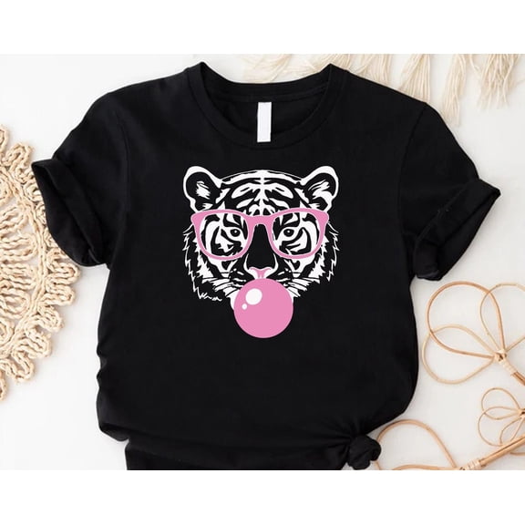 Tiger Tshirt, Bubblegum Tiger Shirt, Tiger Face Shirt, Tiger Sunglasses Shirt, School Spirit Shirt, School Mascot Tee,Tiger Gift Shirt TSHIRT All Size S-5XL