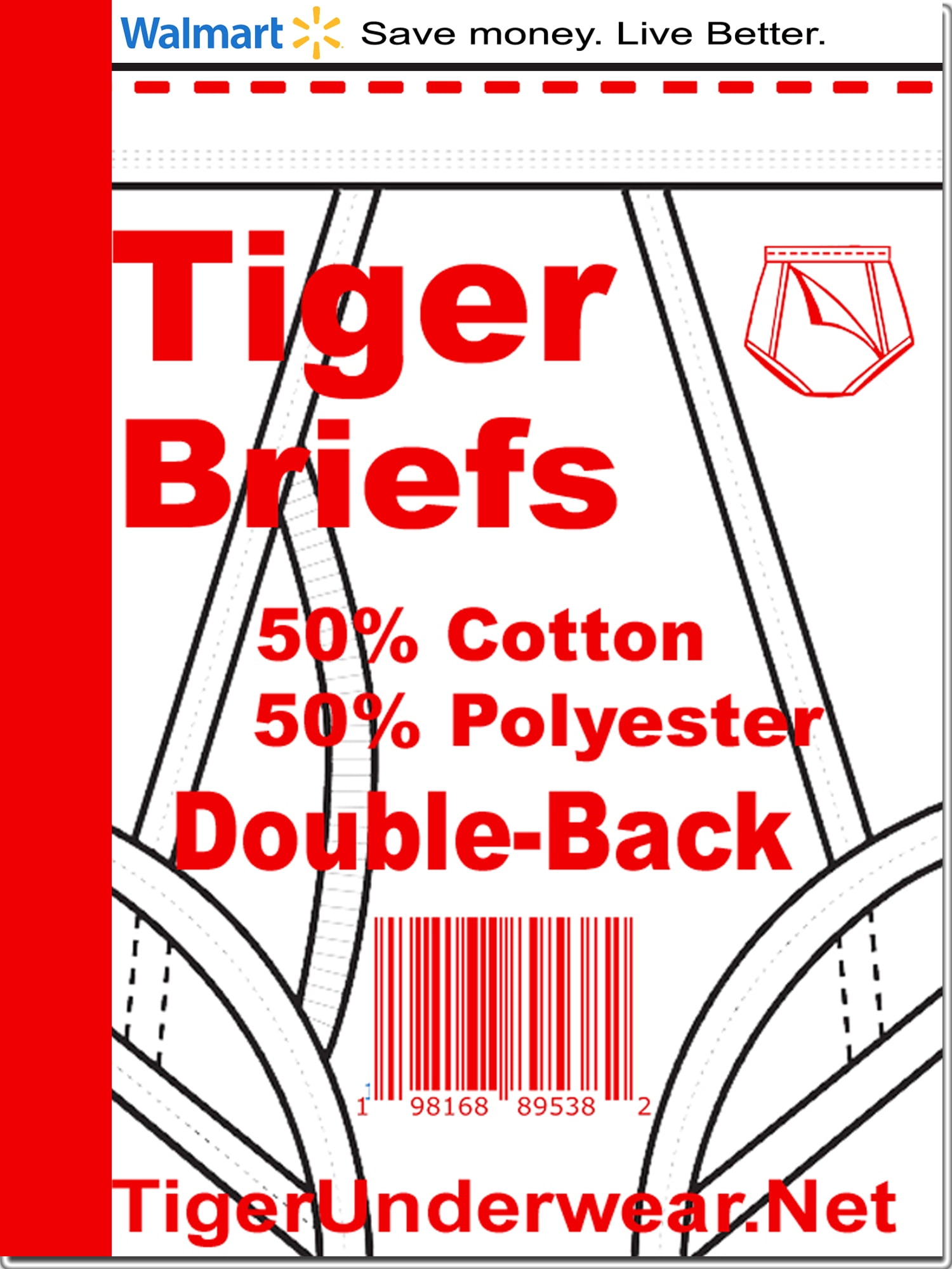 Tiger Underwear Men's Double Seat Brief Size 3234 inch waist