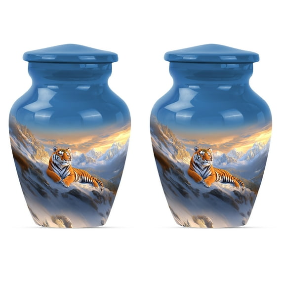 Tiger Urn, Small Urns for Human Ashes keepsake, Cremation Urns for Human Ashes, Urns for Human Ashes Adult female, Urn for Ashes for Women, miniature Urns for Human Ashes(Size - 3inch, 2 Pcs)