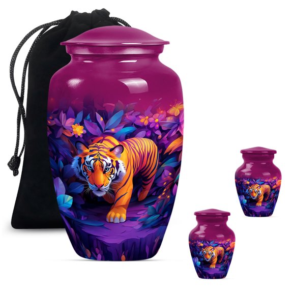 Tiger Urn, Urn for Ashes Adult Male, Urn for Ashes Adult Male & Female, Cremation companion Urns, funeral Urns for Ashes, mini Urn for Ashes for Women(Size - 10inch 1Pcs, 3inch 2Pcs)