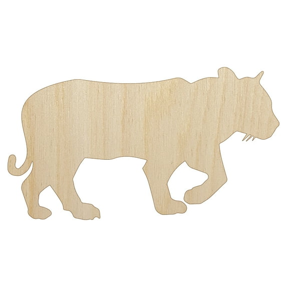 Tiger Walking Solid Wood Shape Unfinished Piece Cutout Craft DIY Projects - 6.25 Inch Size - 1/4 Inch Thick