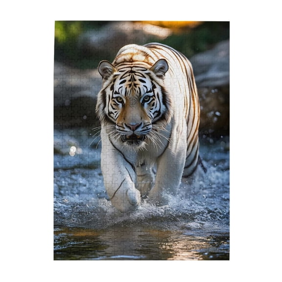 Tiger Walking Water Splash 1000-Piece Wooden Jigsaw Puzzle for Adults, Fun & Challenging Family Game, Stylish Wall Decor & Holiday Gift