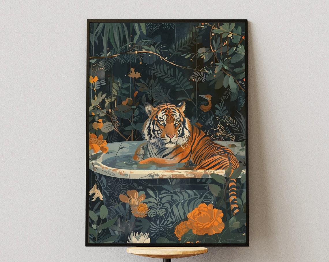 Mid Century Leopard Shower Curtain Boho Cheetah Tropical Jungle Animal Wildlife