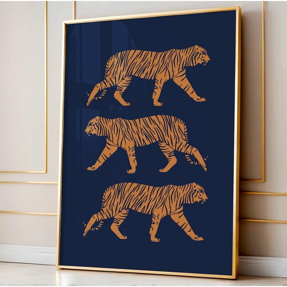 Tiger Wall Print, Navy Blue Maximalist Wall Art, Funky Home Decor, Dopamine Decor, Trendy Poster, Apartment Wall Art, College Dorm Art Wall Art, Modern Wall Decor, 8x12 UNFRAMED