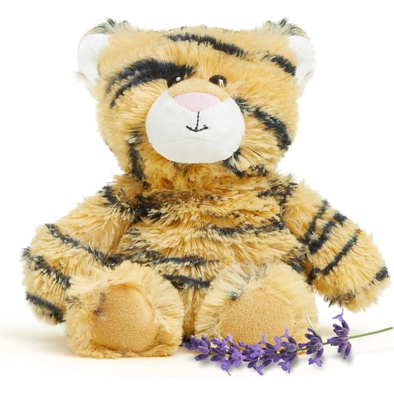 warmies Junior 9" Tiger Stuffed Animal, Microwavable Heated Plushies and Weighted Soft Plush Toys