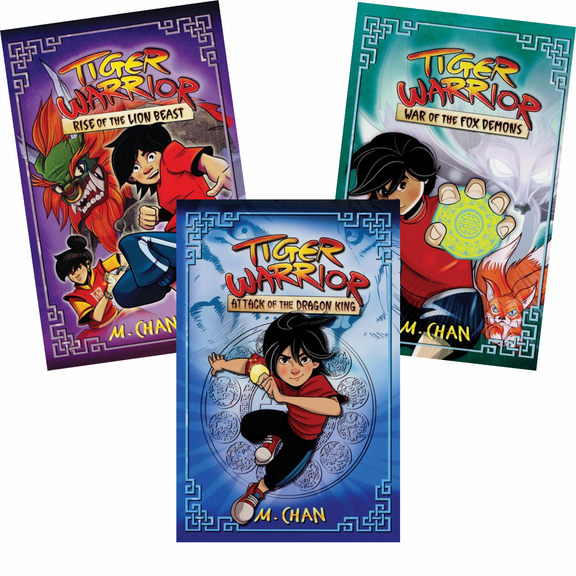Tiger Warrior Books 1-3: Attack of the Dragon King;War of the Fox Demons; Rise of the Lion Beast by M. Chan (Paperback Collection)
