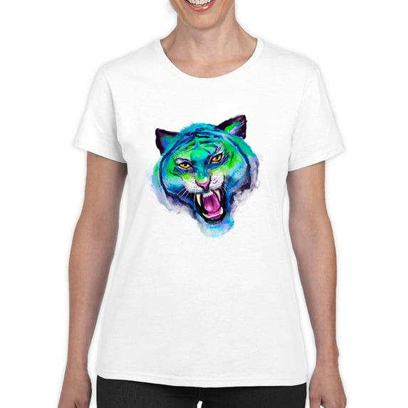 Tiger Watercolor T-Shirt Women -Rose Khan Designs, Female Large