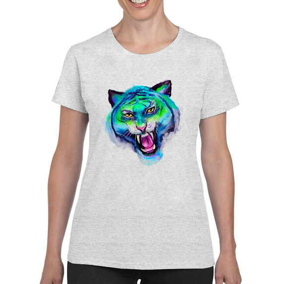 Tiger Watercolor T-Shirt Women -Rose Khan Designs, Female XX-Large