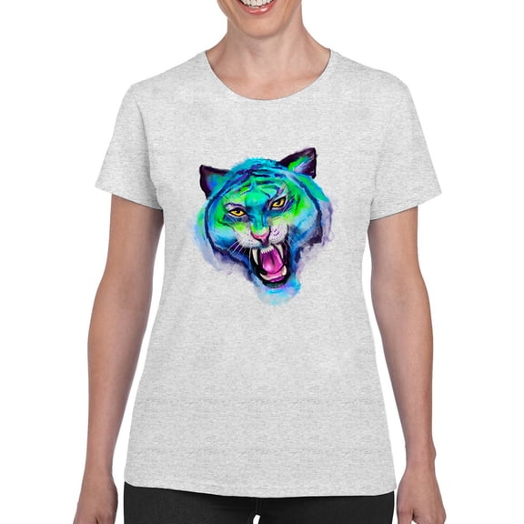 Tiger Watercolor T-Shirt Women -Rose Khan Designs, Female x-Large