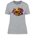 thumbnail image 1 of Tiger With Flowers Retro Style   T-Shirt Women -Image by Shutterstock, Female x-Large, 1 of 2