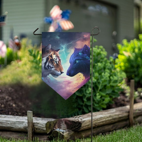 Tiger Wolf Garden Flag 18" x 12.5" Double Sided Yard Lawn Outdoor Decor Small Yard Flags