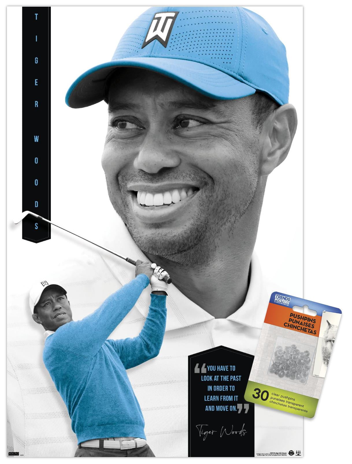 Tiger Woods - Learn From It Wall Poster with Push Pins, 14.725" x 22.375"
