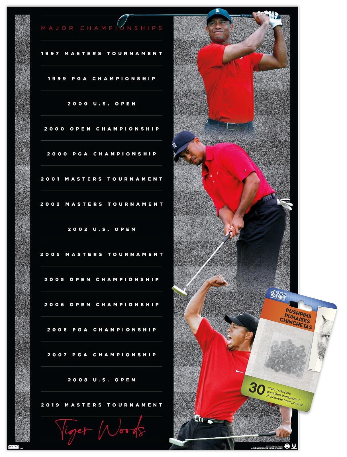 Tiger Woods - Majors 14.72" x 22.37" Poster, by Trends International