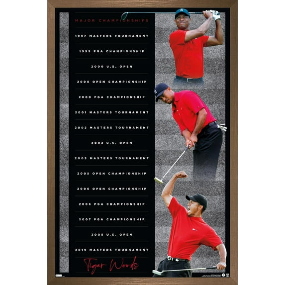 Tiger Woods - Majors 24.25" x 35.75" Framed Poster, by Trends International