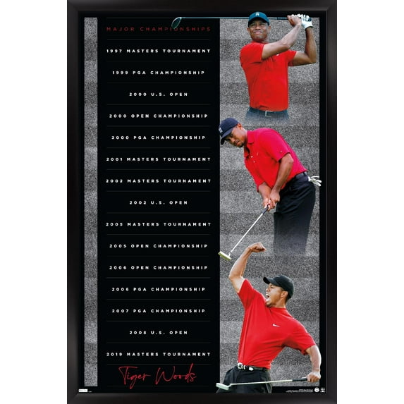 Tiger Woods - Majors 24.25" x 35.75" Framed Poster, by Trends International