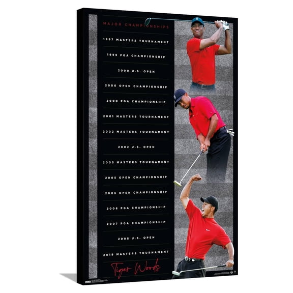 Tiger Woods - Majors Canvas Wall Poster, 22.375" x 34"