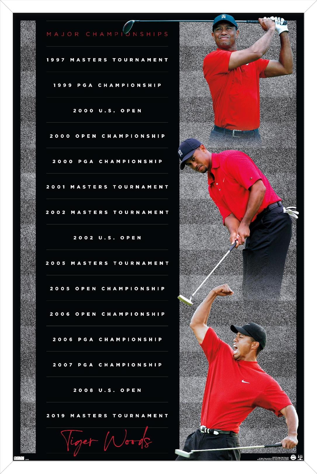 Tiger Woods - Majors Wall Poster, 22.375" x 34" Framed