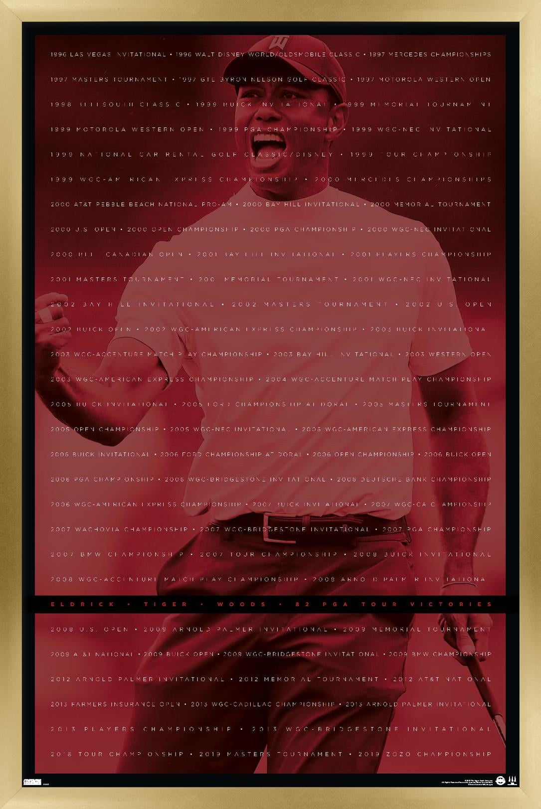 Tiger Woods - Victories Wall Poster, 14.725" x 22.375" Framed