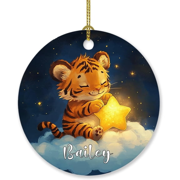 Tiger Xmas Tree Ornament, Custom Name Tiger Animal Ornament Gift for Tiger Lover Family Friends Besties, Personalized Tiger Christmas Ornament 2025, Tiger Hanging Ornament, Awesome Tiger Ornaments