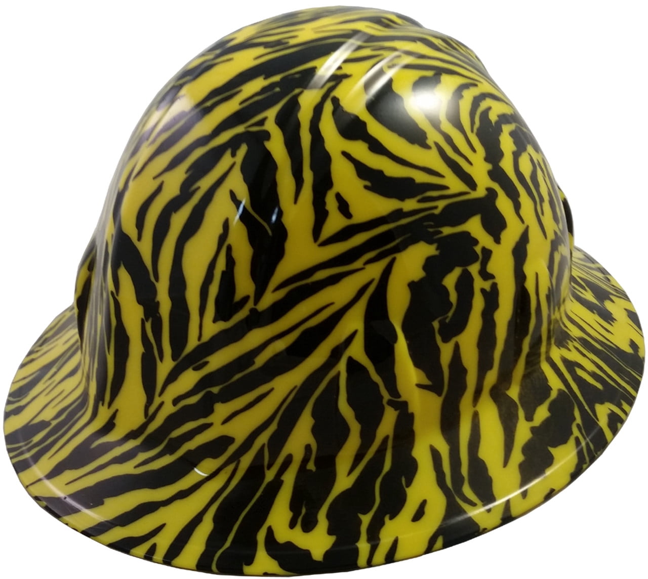 Tiger Yellow Hydro Dipped Hard Hats Full Brim Style with 4 Pt Suspension