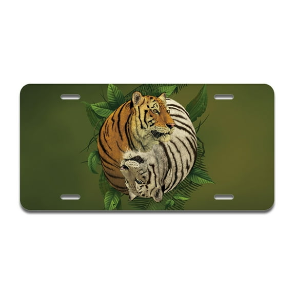 Tiger Yin Yang Aluminum License Plate| License Plate 12" X 6" Fits Any Car, Truck, SUV, RV, or Trailer | Made in The USA