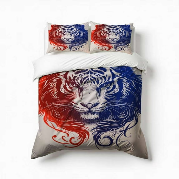 Tiger Yin Yang Art Print Bedding Set 3 Pcs Soft Microfiber Quilt Cover For Bedroom Decor, Comforter Cover With 2 Pillowcase
