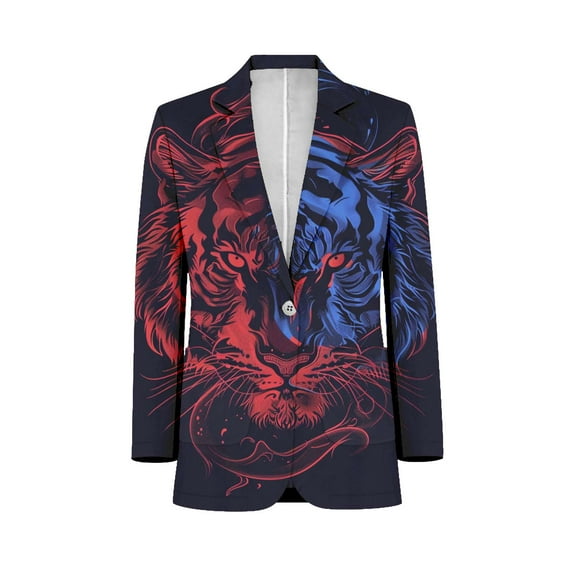 Tiger Yin Yang Art Print Mens Suits Shawl Collar Slim Fit Suit Mens Groom Jacket Tuxedos for Wedding Dress Evening