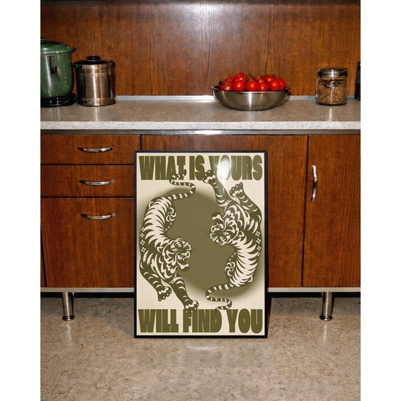 Tiger Yin Yang Vintage Animal Bold Typography Retro Maximalist Poster Unframed Paper Print