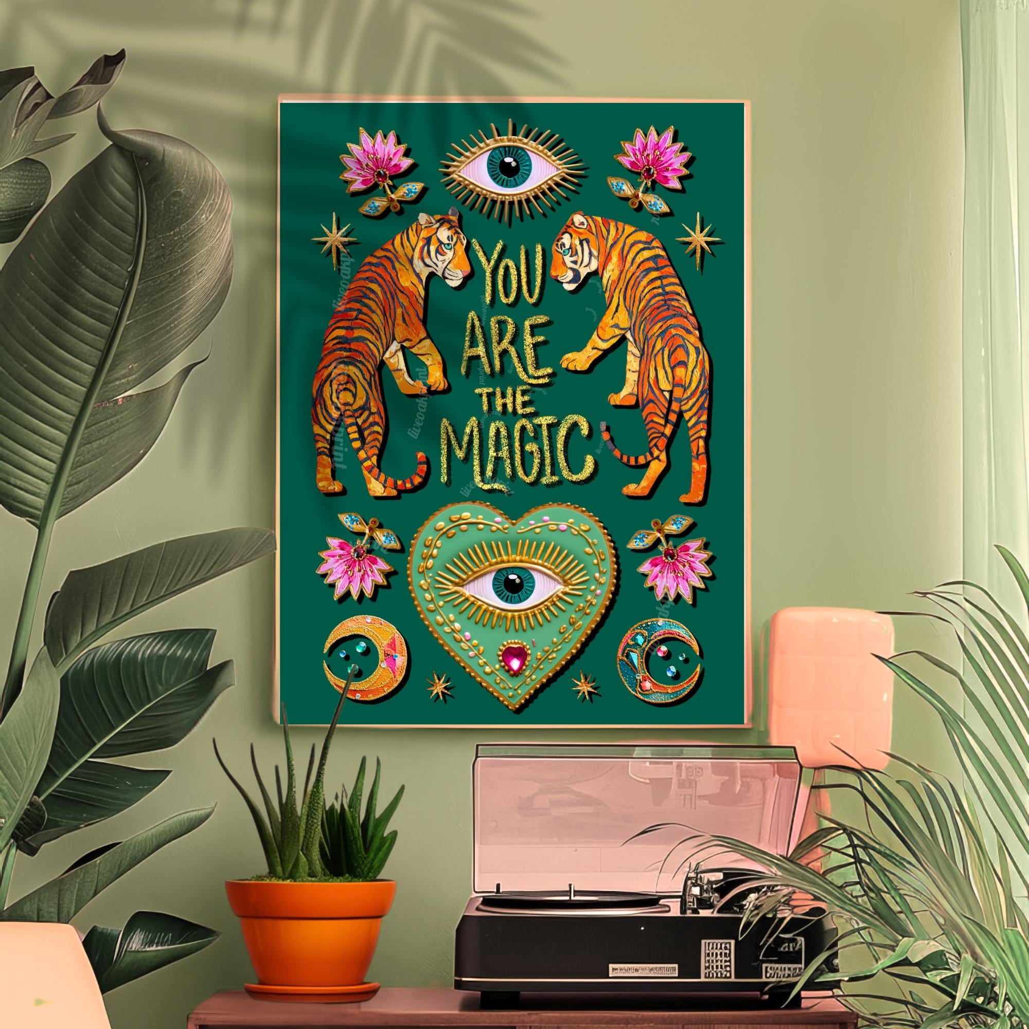 Magic Tigr Tiger You Are The Magic Witchy Jungalow Surreal Boho Eye Magical Poster ...